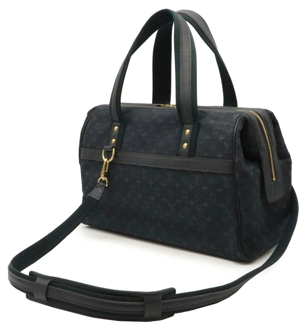 Louis Vuitton Monogram Boston Josephine Bag Handbag Blue Canvas Leather Blue